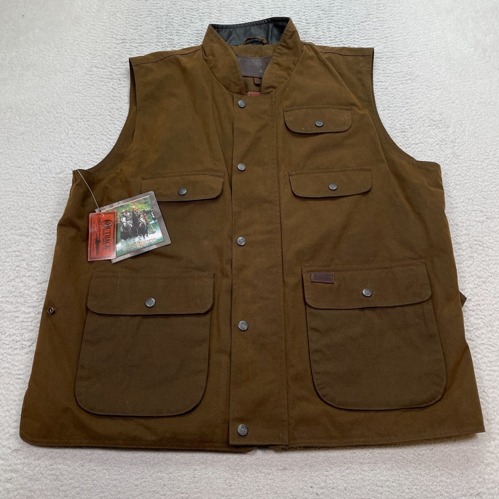 Outback Trading Company Overlander Vest Men's Size 2XL Waxed Cotton Oilskin NWT